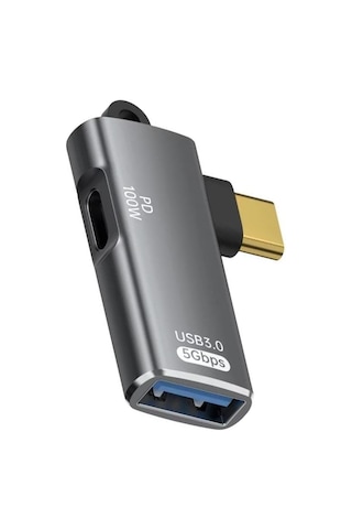 L Tipi Type-c To Usb 3.0 Otg Çevirici Adaptör 100w Pd Şarj Girişli Dönüştürücü