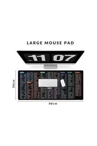 Shopytech Excel Kısayol Mouse Pad 80 30 Cm Büyük Boy Kaymaz Taban Su Geçirmez Dikişli Kenar Word/exc