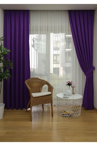 Evdepo Home Mor Fon Perde Tek Kanat Mor