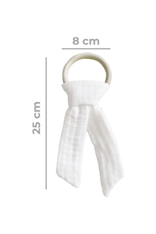 Pamuk Muslin Bebek Diş Kaşıyıcı Yıkanabilir Ahşap Beyaz