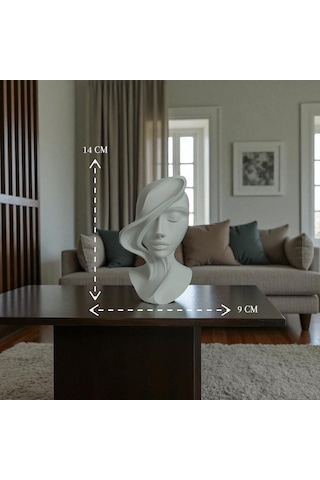 Modern Sanatsal Kadın Büst Biblo Dekoratif Heykel 14x9 Cm