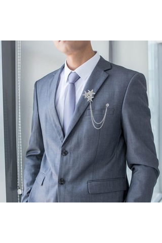 Homyl Parlak Taklidi Beş Köşeli Yıldız Broş Pin Rozeti Şık Erkek Gümüş