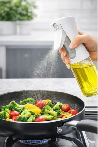 2'li Bambu Altlıklı Sprey Cam Yağdanlık - Airfryer Yağlık Fritöz Yağ Püskürtücü Beyaz 300 Ml Şeffaf