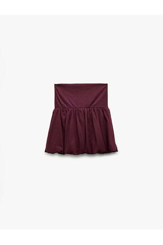 Koton Yüksek Bel Pamuklu Mini Spor Şort Etek Bordo 6wak40166nk Bordo