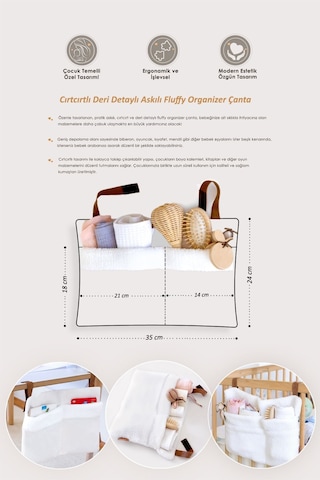 Pratik Askılı Organizer Bebek Arabası Beşik Kenar Fluffy Organizer Melis