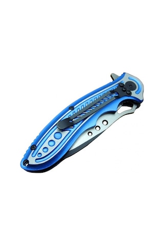 Lanmark T60b Kamp Çakı 20 Cm - Mavi Sap, Otomatik, Kemerlikli Mavi