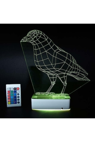 Özel Tasarım Karga 3D Led Lamba