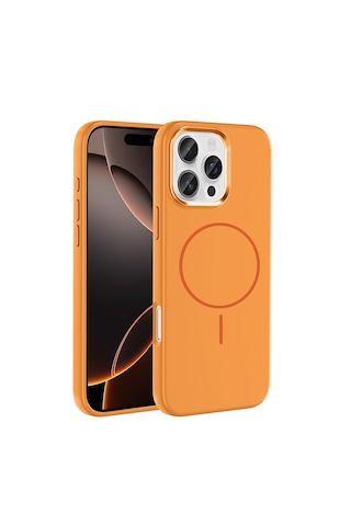 Apple Uyumlu iPhone 16 Pro Kılıf M-safe Şarj Özellikli Metal Kamera Çerçeveli Zore Edi Silikon Kapak Turuncu Apple Uyumlu iPhone 16 Pro Kılıf M-safe Şarj Özellikli Metal Kamera Çerçeveli Zore Edi Silikon Kapak Turuncu