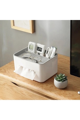 Ulzyvf Gri Masayıstü Dok Kutusu Çok Fonksiyonlu Masa Kağıt Kutusu Mendil Kutusu Makyaj Organizatör Peçete Tutucu Telefon Uz Gri