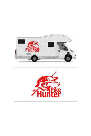 30 X 30 cm - Pike Hunter Oto Sticker. Balık Avı Oto Sticker