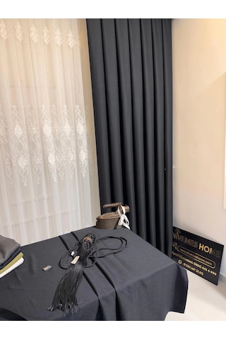 Nivemeshome Roma Keten 1/3 Sık Pileli Antrasit Fon Perde Apm Antrasit