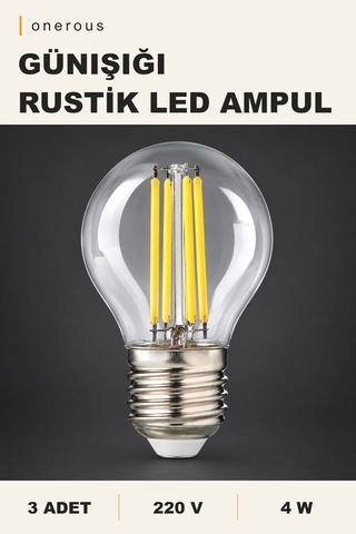 Onerous 4w E27 Günışığı Rustik Led Ampul, 3'lü, 220v
