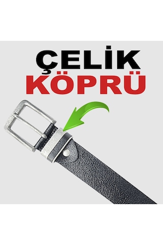 Rich Smith %100 Hakiki Deri Kemer Erkek Spor Karartma Çelik Toka Siyah