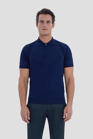 Sabri Özel Erkek Lacivert Normal Kesim Regular Fit Viskon Dokulu Triko Polo Yaka Tişört