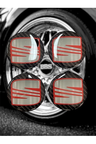 Seat Jant Göbeği 4 Lü Oto Universal Jant Göbeği Damla Etiket 3d Jant Arması Damla Sticker Seti Çok Renkli