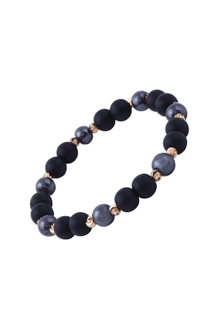 Oniks ve Hematit Taşlı Dorika Detaylı Bileklik