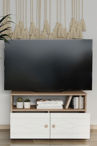 Modalife Alvin 90x40 2 Kapaklı TV Sehpası Sarı Meşe