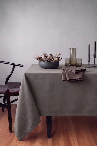 Gauze Fabric Design Kadife Dokulu Dertsiz Masa Örtüsü, Safir Mat Gümüş