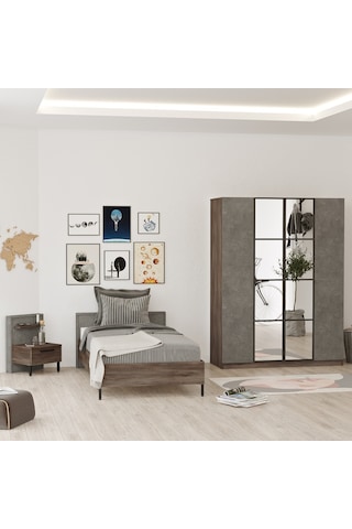 Robin Home Dream Genç Odası Takımı 3'Lü Set Karyola - Komodin - Kahverengi