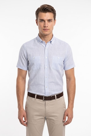 Mösyö Erkek Çift Cepli % 100 Cotton Kısa Kol Gömlek Bgl-st05647 Buz Mavi