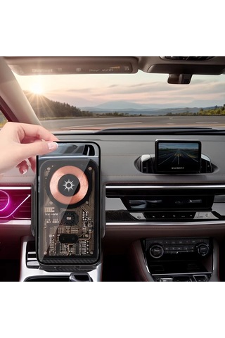 Honeybeeshop Siyah Araba Cep Telefonu Kablosuz Şarj Braketi 15w Hızlı Şarj Yerçekimi Algılama 360 Derece Döndürme Otomatik Açma Kapama