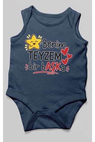 Morivokids Benim Teyzem Bir Başka Sıfır Kollu Bebek Zıbını %100 Pamuk Lacivert