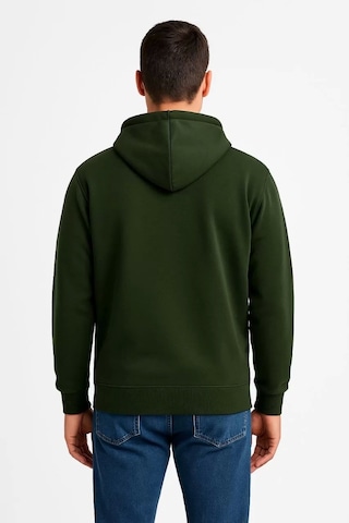 Cvs Giyim Erkek Üç İplik Kapüşonlu Tam Fermuarlı Kanguru Çepli Sweatshirt Hoodie - Haki Haki