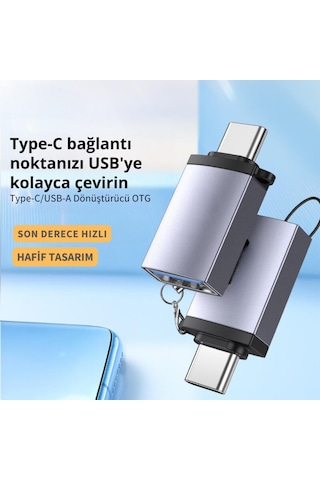 Polham Jazos Type-c To Usb 3.1 Otg Dönüştürücü Adaptör, 10 Gbps Veri Aktarım, Mini Usb Çevirici