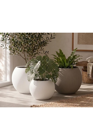 Tr Zevli Japandi Tarzı Modern Küre Saksı 3'lü Set - Su Sızdırmaz Dekoratif Salon Ve Balkon Saksısı Hediyelik Ç Diğer 50663307