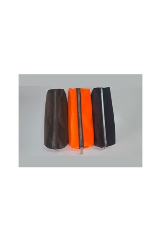 Kalemlik 3lü Set/paket Organizer Makyaj Çok Amaçlı Pinterest Okula Dönüş Çantası Tek Bölmeli Haki+neon Oranj+siyah