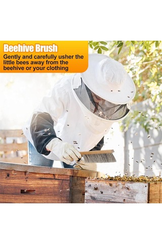 Xurunkeji Arıcılık İçin Arı Kovanı Aleti - J Kancası Ve Doğal At Kılı Arı Fırçası, Arı Kovanı Fırçası Arı Çerçevesi Kaldırıcı Ve Kazıyıcı