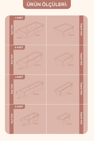 7'li Set Ayarlanabilir Çekmece Içi Düzenleyici Kutu Uzayıp Kısalabilen Organizer Seti 3a2b1c1d Krem