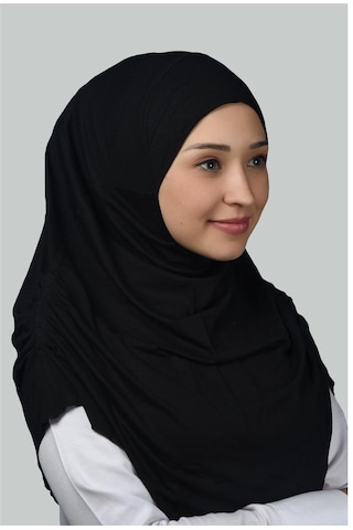 Altobeh Hazır Türban Büzgülü Pileli Pratik Eşarp Tesettür Hijab - Namaz Örtüsü - Siyah