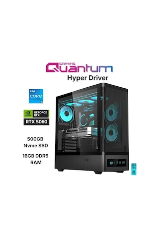 Quantum Raxius Driver Hyper i5-14400F 16 GB 500 GB SSD RTX5060 W11P Gaming Masaüstü Bilgisayar