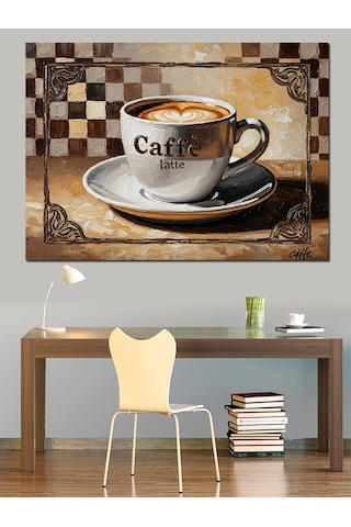 Ahşap Tablo Retro Kahve Fincanı Ve Kafe Yazısı