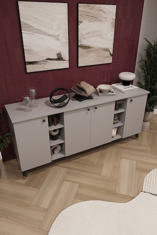 Asra Trend Lüks Konsol Tv Ünitesi %100 Mdf Salon Ve Yemek Odası Ünitesi Knsl05 Kül Gri