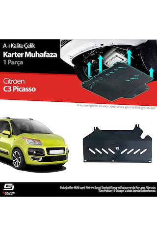 S-dizayn Citroen C3 Picasso Çelik Karter Muhafaza Koruma 2009-2012 A+ Kalite