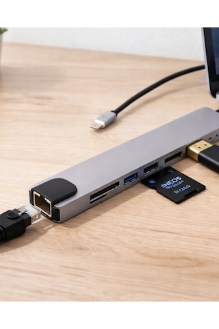 Bay Çok Fonksiyonlu Type C Hub Usb Hdmı Ethernet Kart Okuyucu Najmaddin