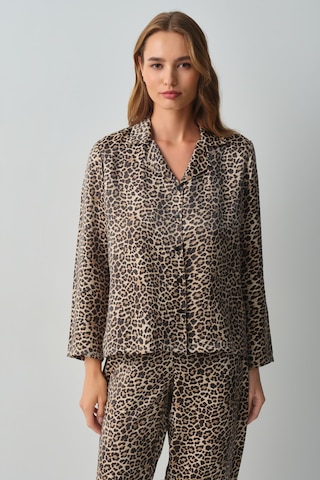 Suwen Shiny Gömlek Yaka Pijama Takımı Wsh10510170543 Leopar