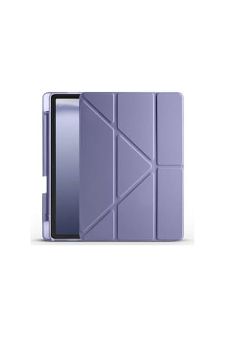 Galaxy Tab A9 Kılıf Uyumlu Zore Tri Folding Kalem Bölmeli Standlı Kılıf-mor Tablet Kılıfı