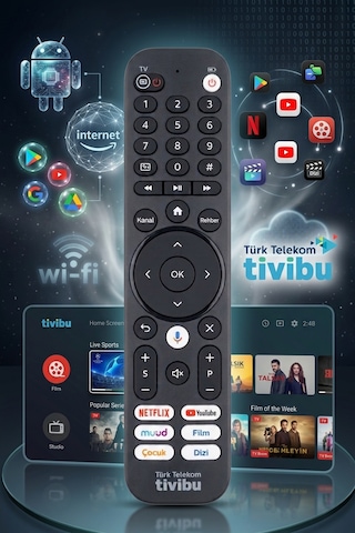 Türk Telekom Tivibu Android Kutusu Kumandası Netflix & Youtube Tuşlu