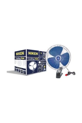 Niken Araç İçi Vantilatör Mavi Mandallı 12volt 10 İnç Niken Dc12v