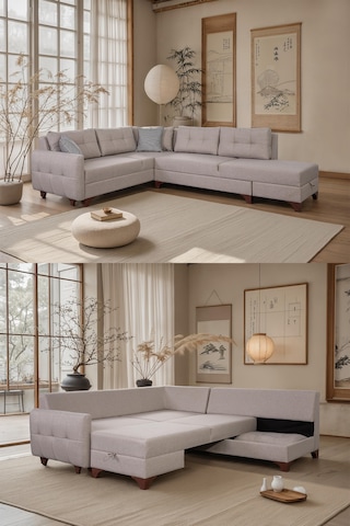 Eymense Cloft Köşe Koltuk Krem