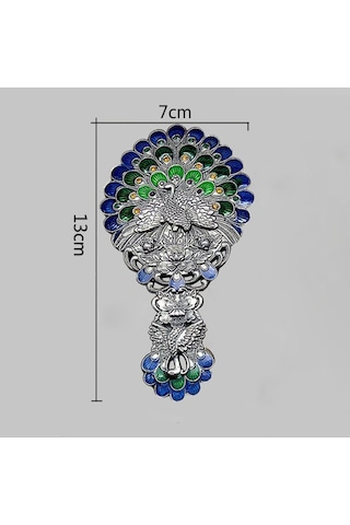 Ctbx Vintage Sap Peacock Tarak İki Parçalı Taşınabilir Makyaj Aynası Bakır