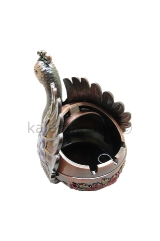 Swarovski Taşlı Tavus Kuşu Masaüstü Küllük - Gizli Hazneli Masaüs