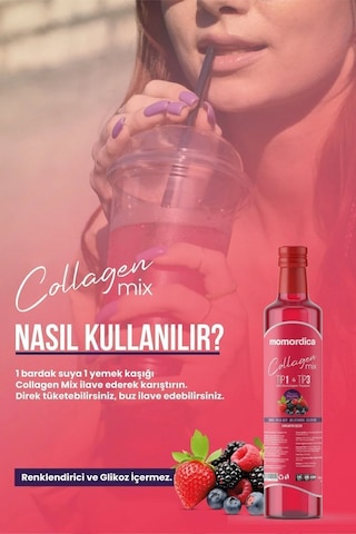 Momordica Collagen Mix - Tripeptit 500 Dalton Tip 1 & Tip 3 Kolajen, Selenyum, Folik Asit, Çinko, B6 Vitamini