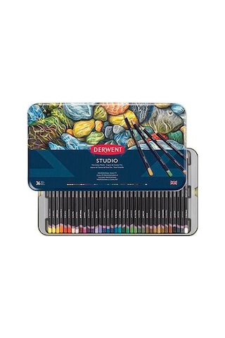 Derwent Studio Pencils Kuruboya Kalemi Teneke Kutu 36 Renk
