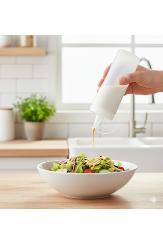 Kapaklı Sıkma Sos Şişesi Yağ, Ketçap, Mayonez, Salata Sosları İçin Sızdırmaz Pratik Yağdanlık Gri