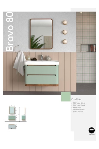 Evros Bravo 80 Cm Banyo Dolabı Mavi