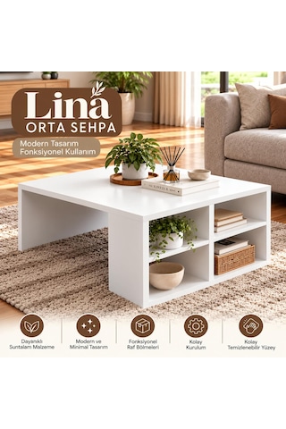 Lina Orta Sehpa Beyaz / Beyaz